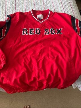 MLB Red Boston Red Sox Pullover Jacket with Black Accents